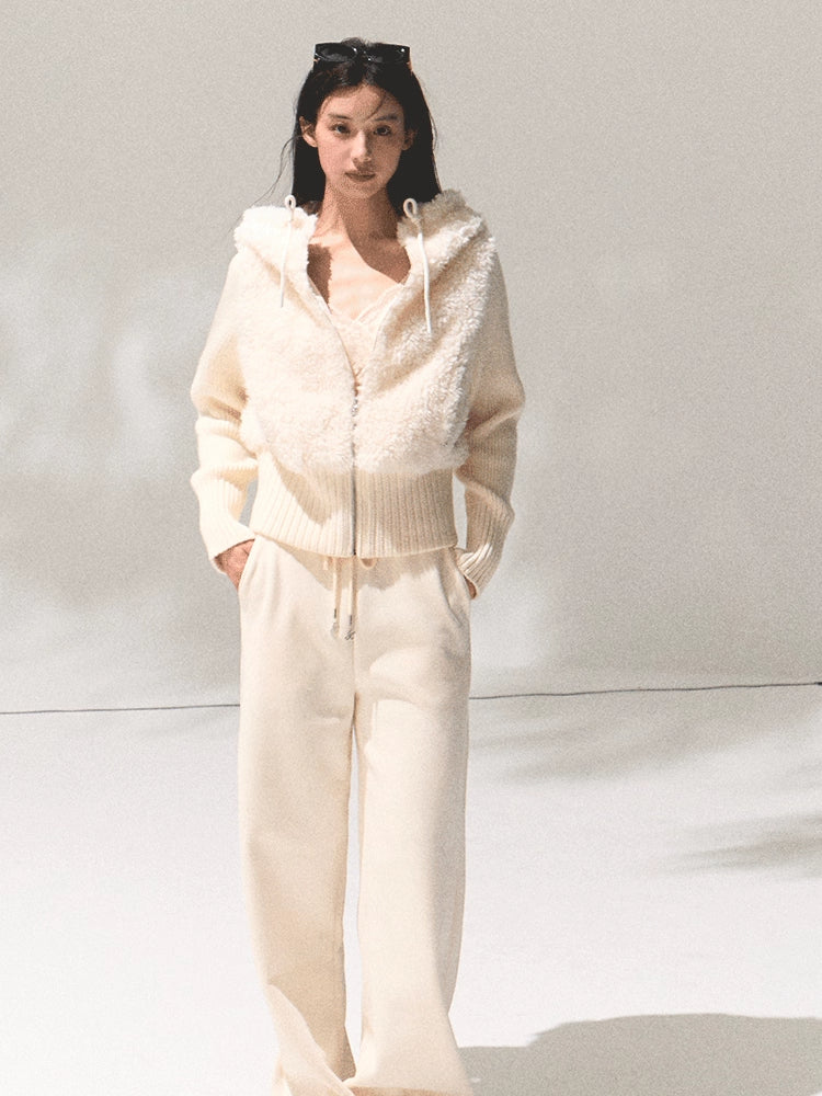 Knit Vest Jacket & Straight-Leg Pants Set