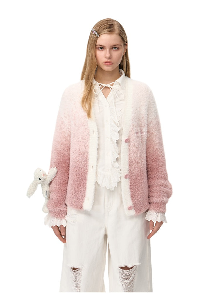 Khaki & Pink Doozoo Gradient Cardigan - CHINASQUAD