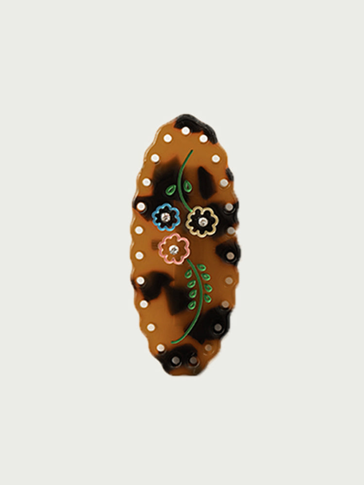 Tortoiseshell-colored Acetate Hair Clip - CHINASQUAD