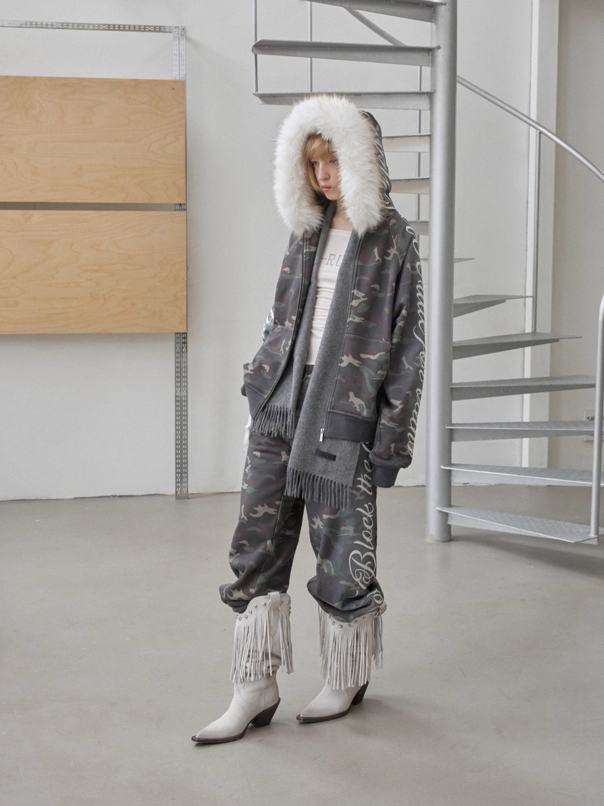 Faux-Fur Hooded Sweatshirt & Sweatpants Set