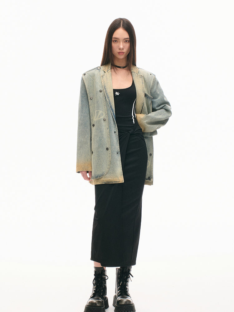 Color Block Casual Slimming Waist Mid-Length Dress - CHINASQUAD