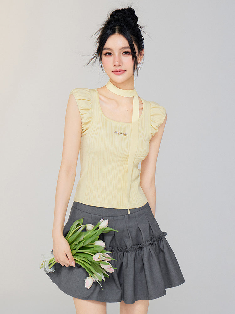 High - waist A - line Slimming Puff Skirt
