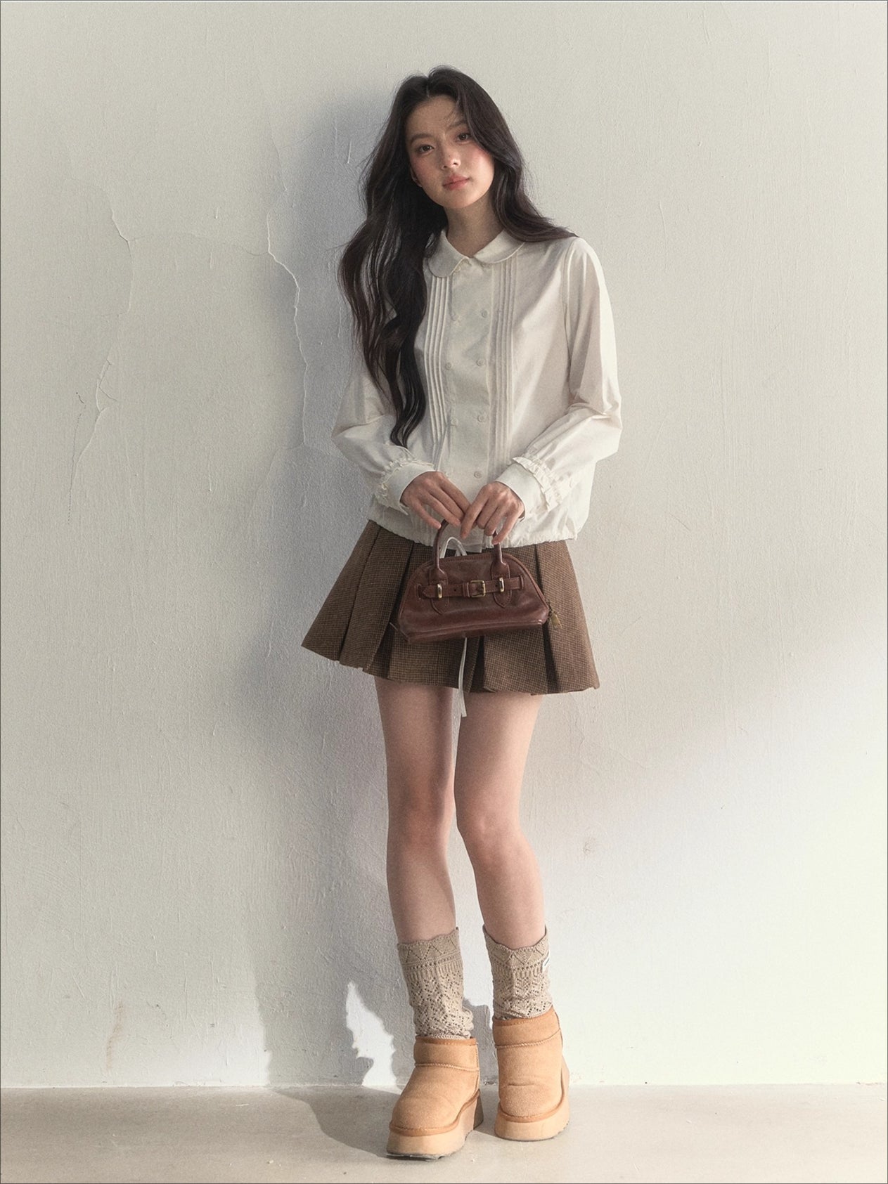 Double-Breasted Doll Collar Shirt