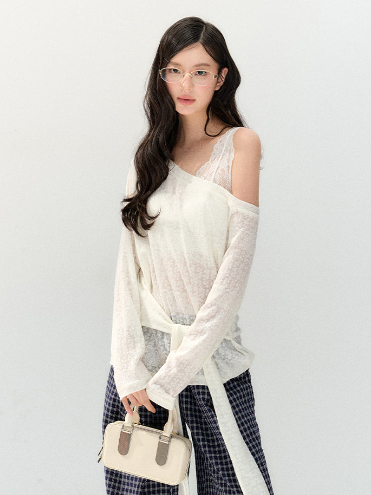 White Lace Off-Shoulder Top - CHINASQUAD