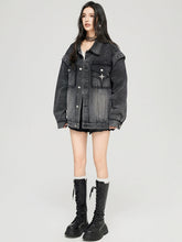 Washed Turn-down Collar Denim Jacket - CHINASQUAD