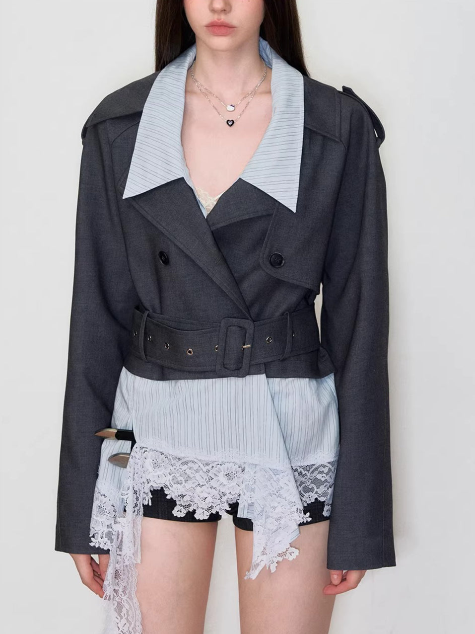 Detachable Faux Layered Blazer Jacket