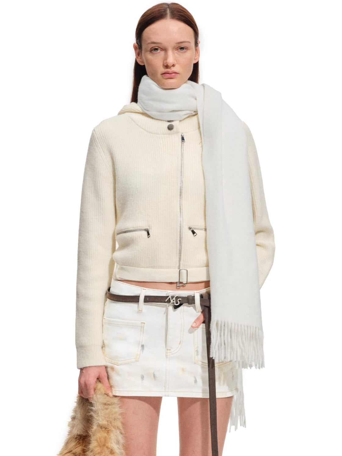 Garde Wool Ribbed Hooded Knit Cardigan