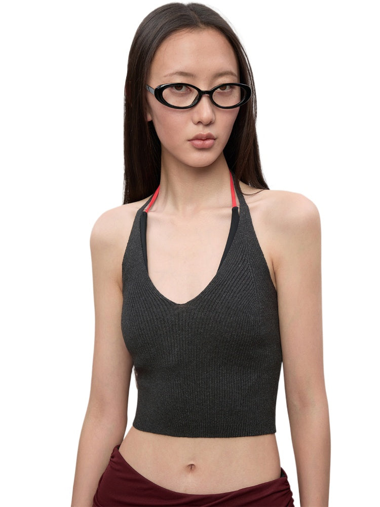V-Neck Halter Layering Knit Vest - CHINASQUAD