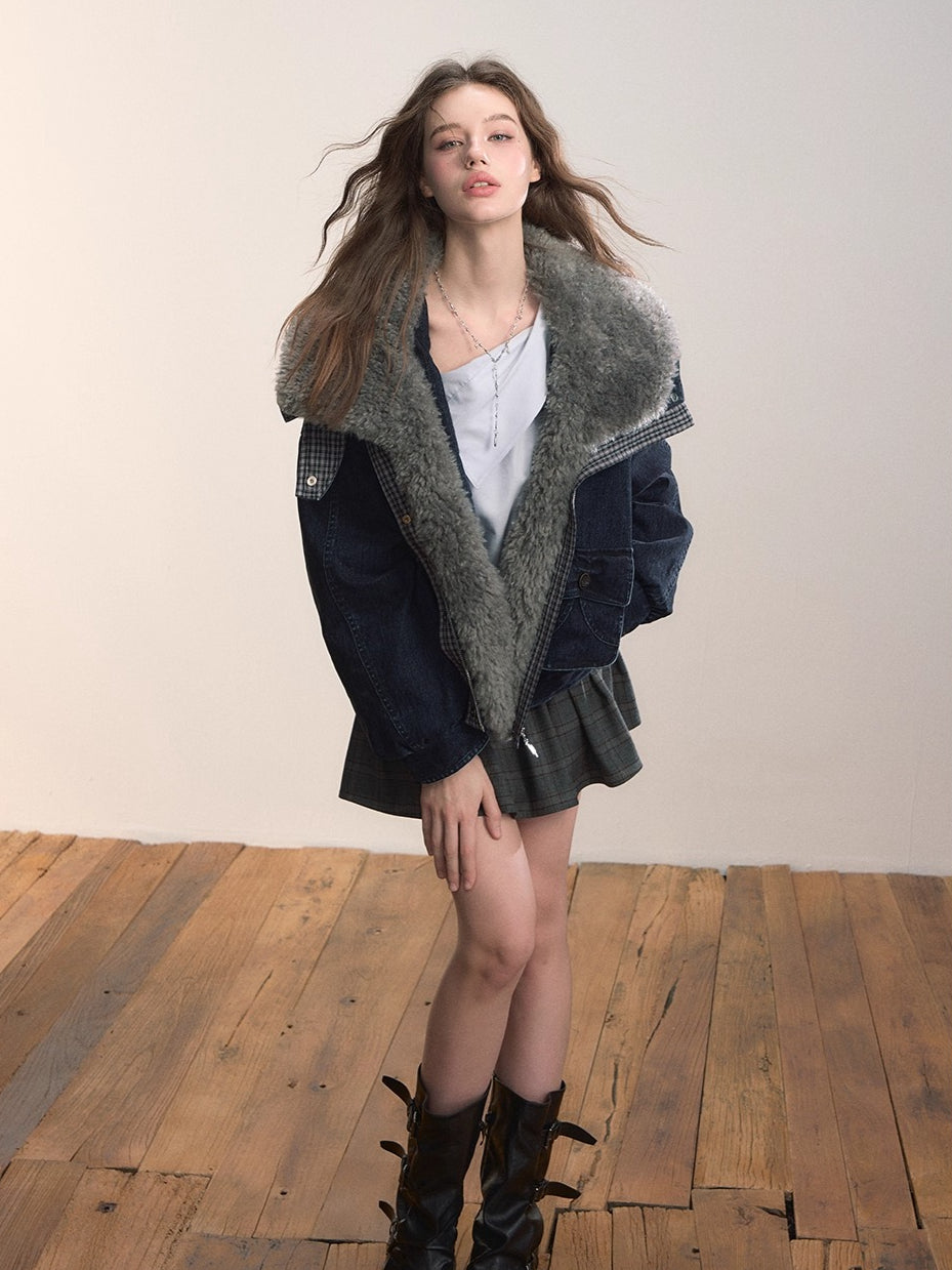 Velvet Fusion Oversized Faux Fur Down Jacket