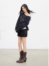 Studded Letter Off-Shoulder Sweatshirt - CHINASQUAD