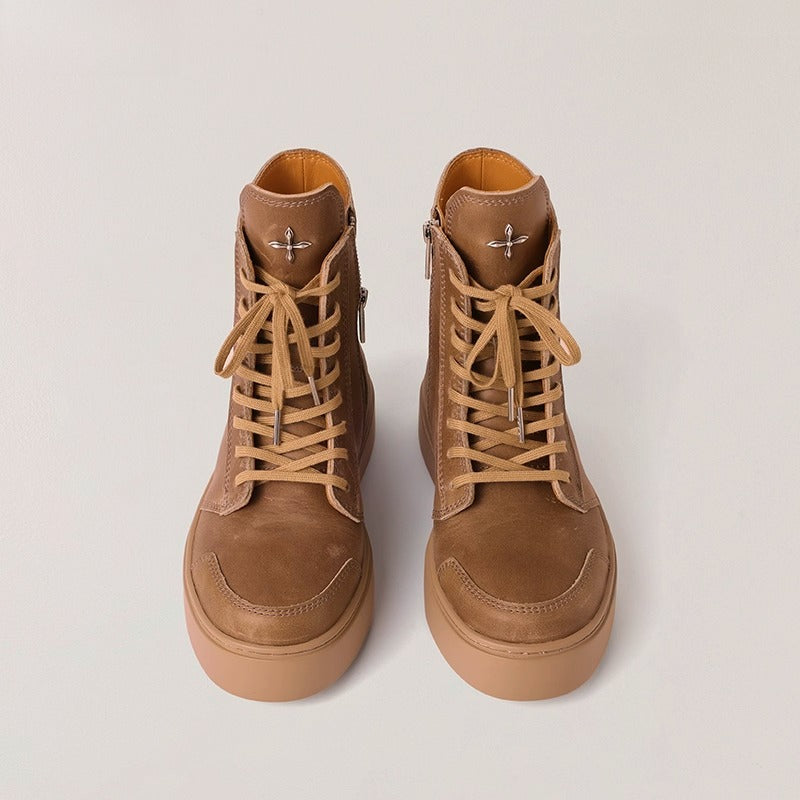 Compass Heritage Retro Leather High-Top Sneakers - CHINASQUAD