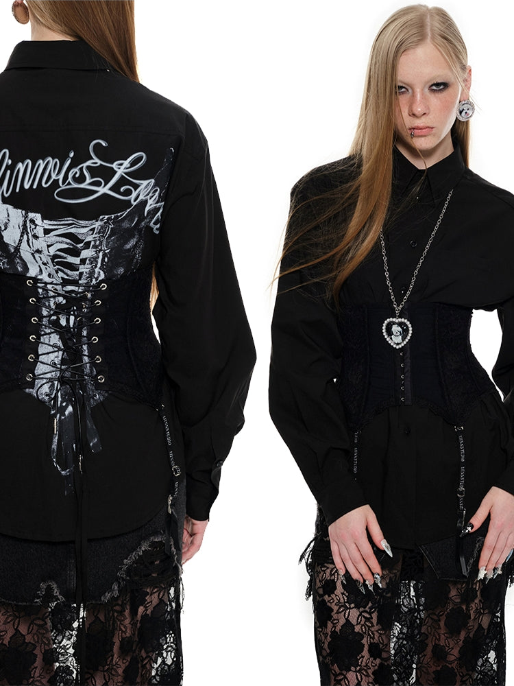 Black & Blue Tie Print Slim Fit Shirt - CHINASQUAD