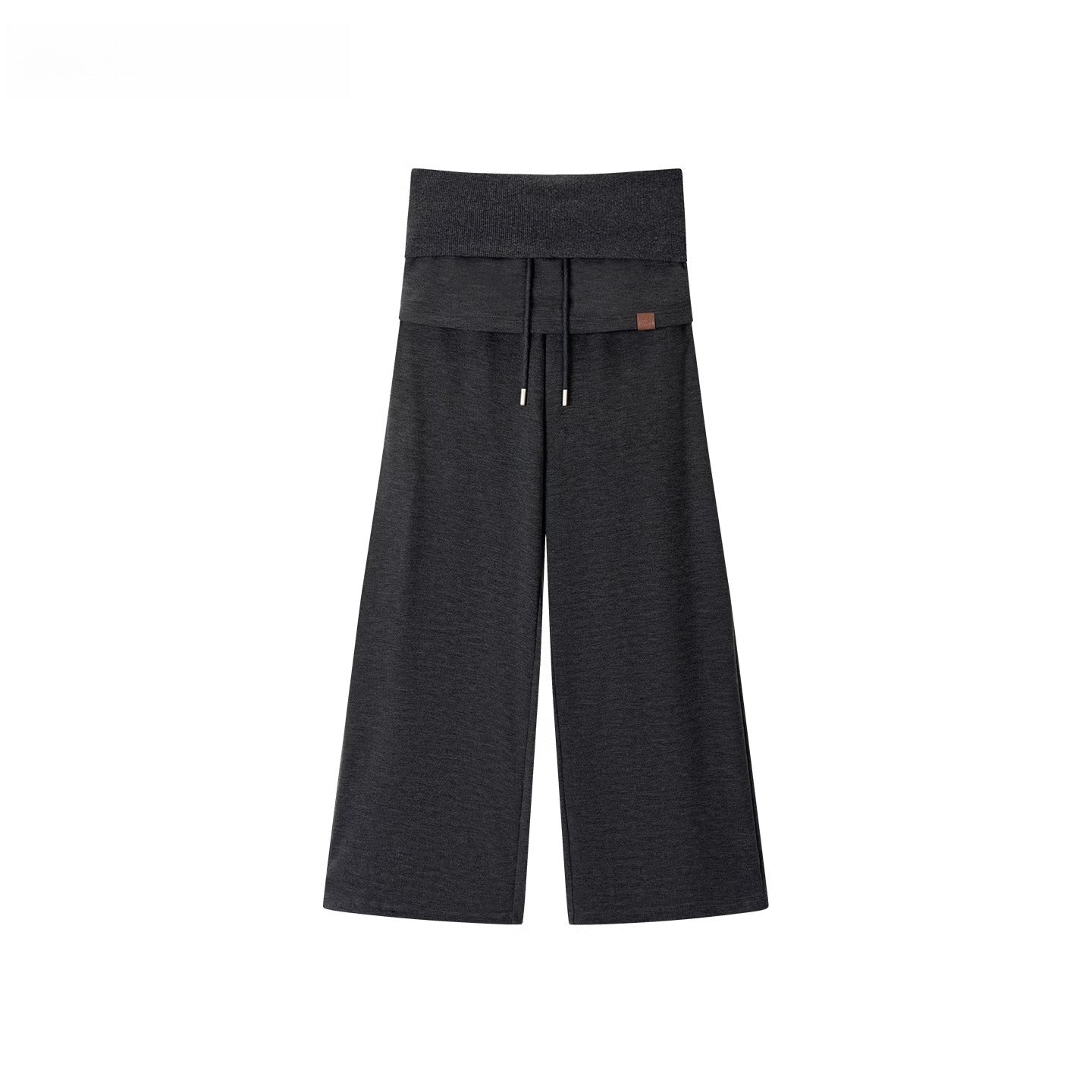 Folded Waist Skirt-Hem Wide-Leg Sweatpants - CHINASQUAD