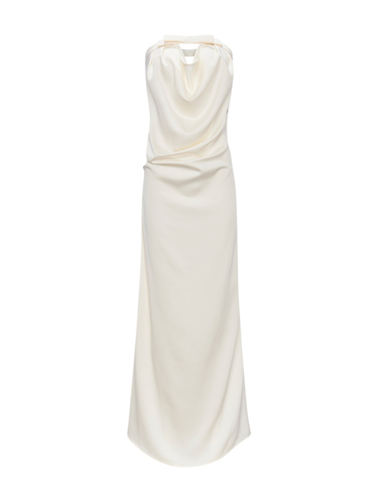 Halter Bowknot Cowl Neck Backless Dress - CHINASQUAD