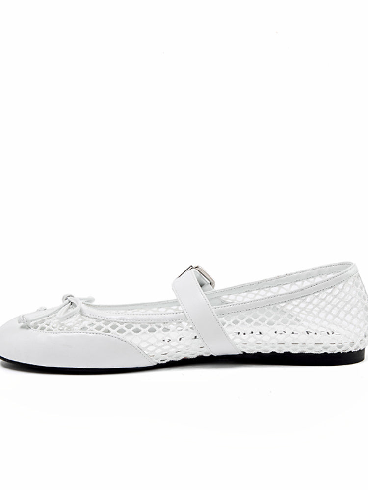 Fishing Net Woven Flat Mary Jane Shoes - CHINASQUAD