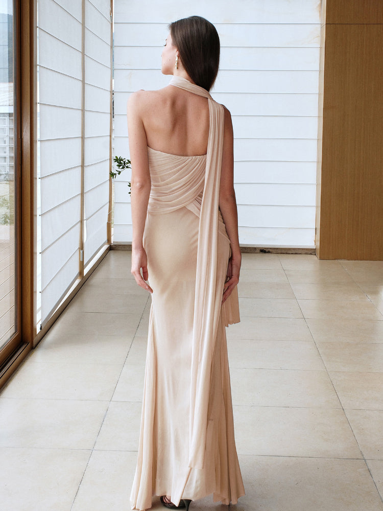 Ruched Design Asymmetrical Mermaid Dress - CHINASQUAD