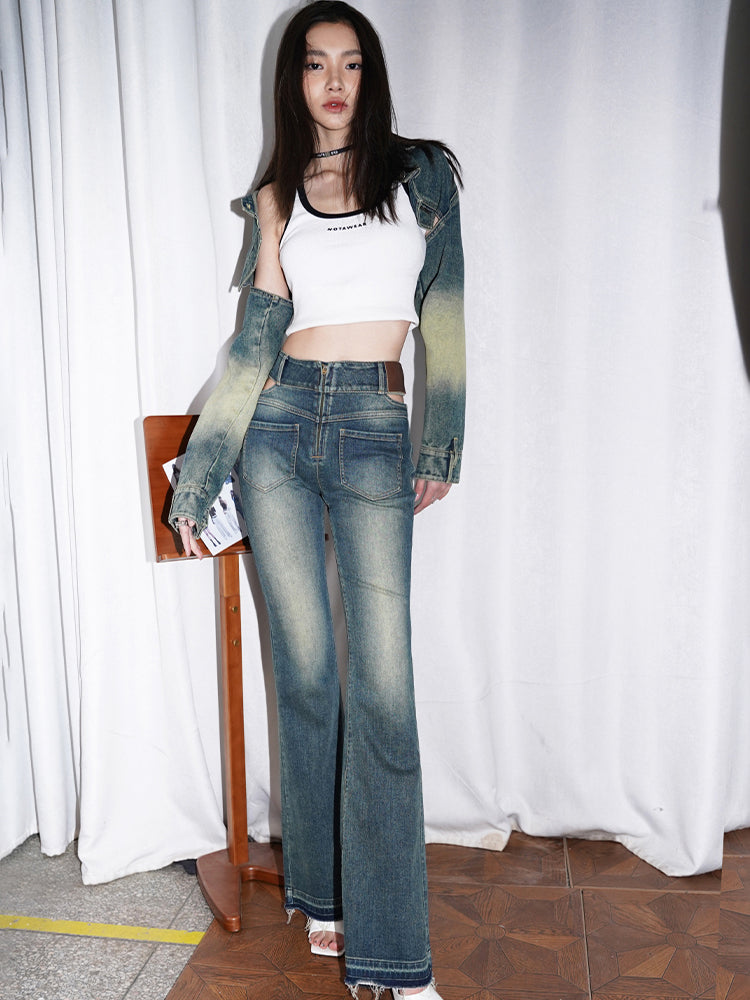 High-Waisted Vintage Flared Jeans - CHINASQUAD