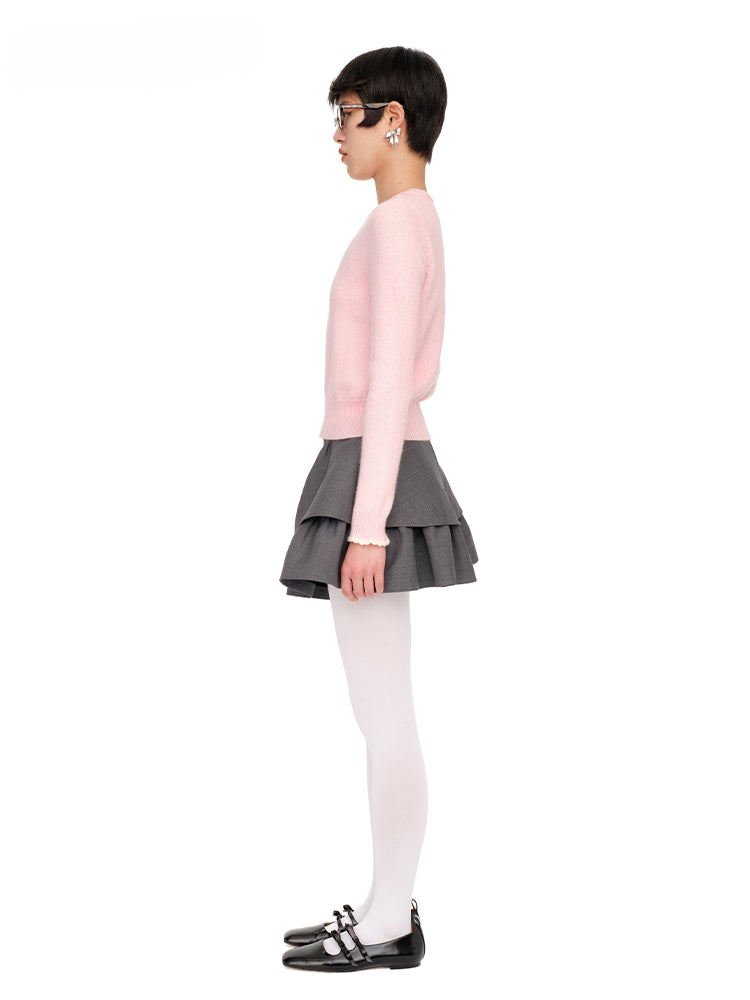 Blue & Pink Ruffled Cuff Knit Crewnecks - CHINASQUAD