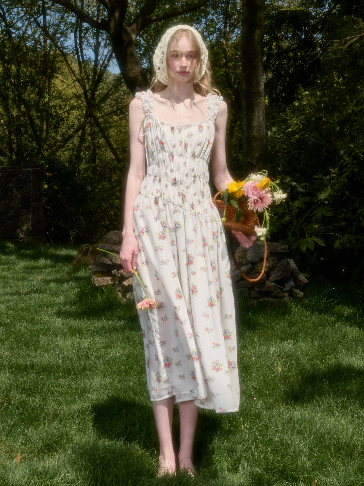 French Relaxed Old Money Floral Long Dress - CHINASQUAD