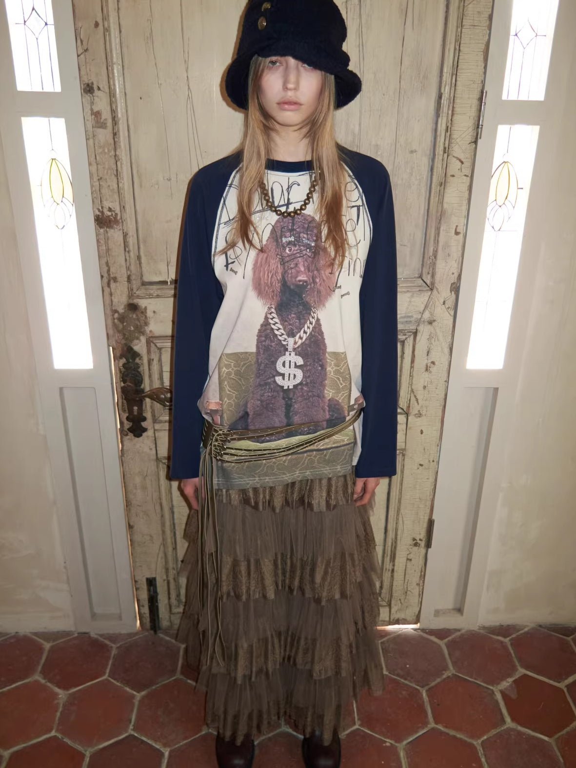 French Lace Layered Tulle Midi Skirt