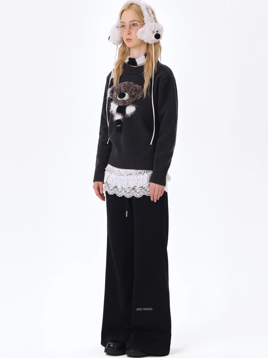 Bear Knit Sweater & Scarf Set