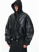 Two-Layer Hooded Sweatshirt Leather Jacket - CHINASQUAD