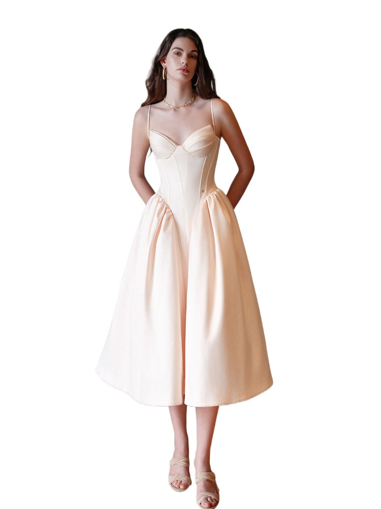 Satin Bow Detail Midi Dress - CHINASQUAD