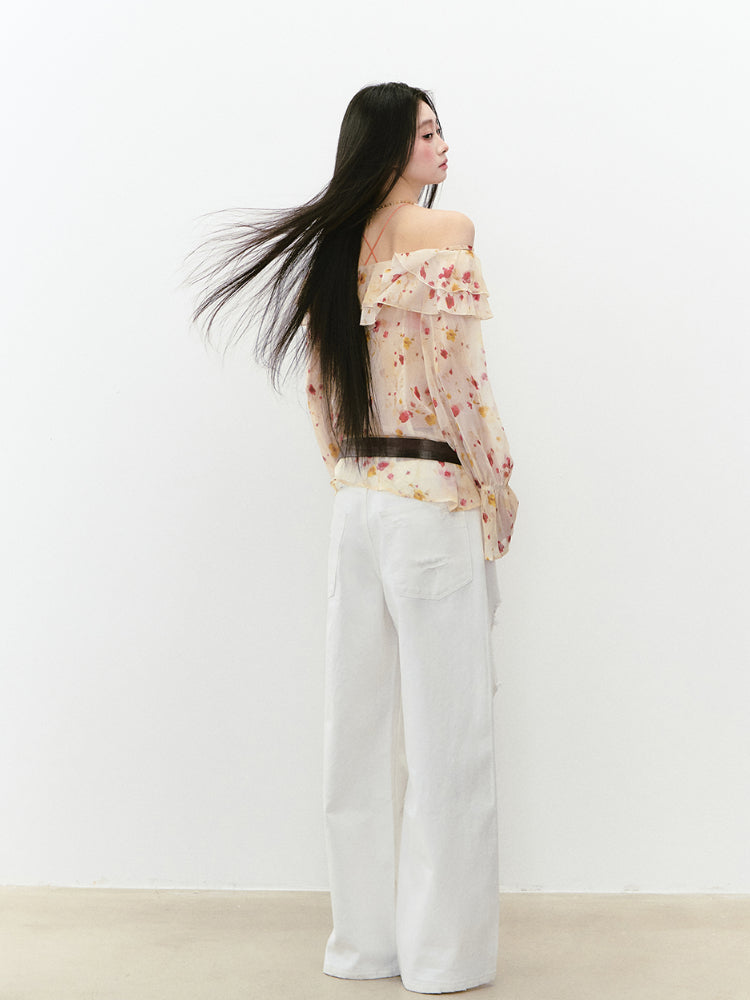 Floral Camisole Off-Shoulder Top - CHINASQUAD