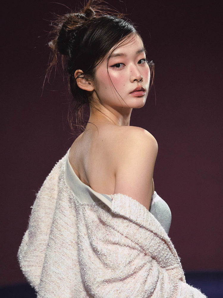 Tweed Textured Drop-shoulder Jacket