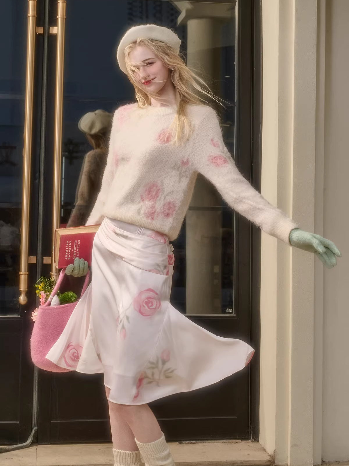 Wool-Blend Knit Top & Skirt Set