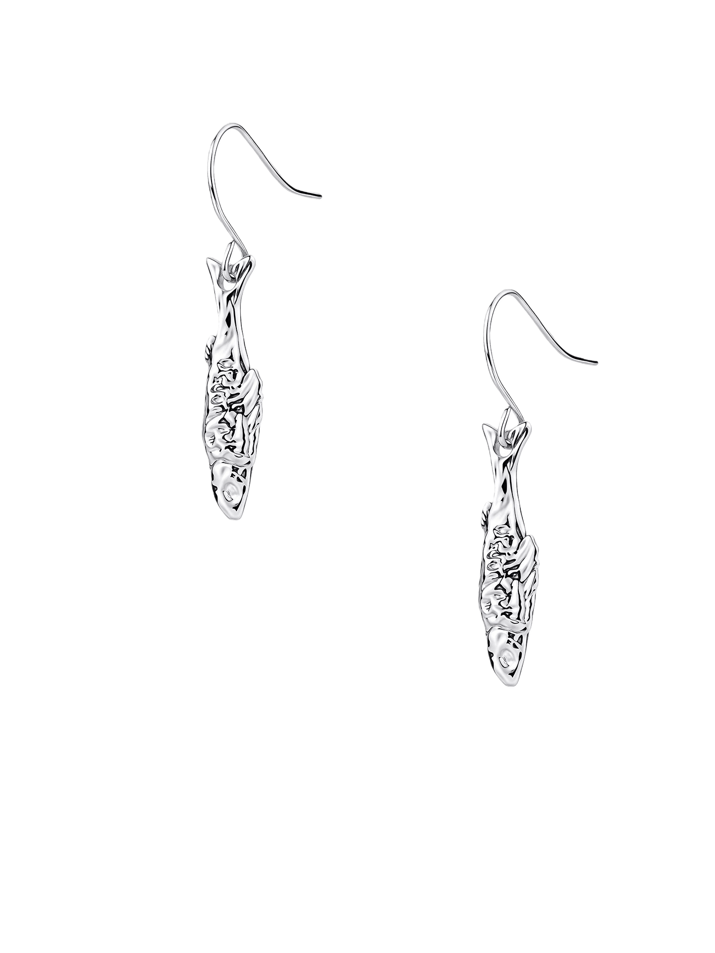 Silver-Tone Mini Fishbone Stud Earrings