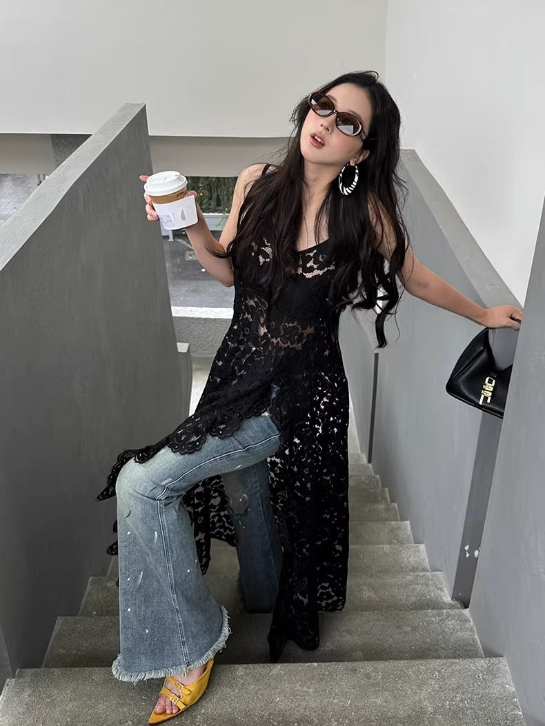 Paint-Splatter Flared Denim Pants