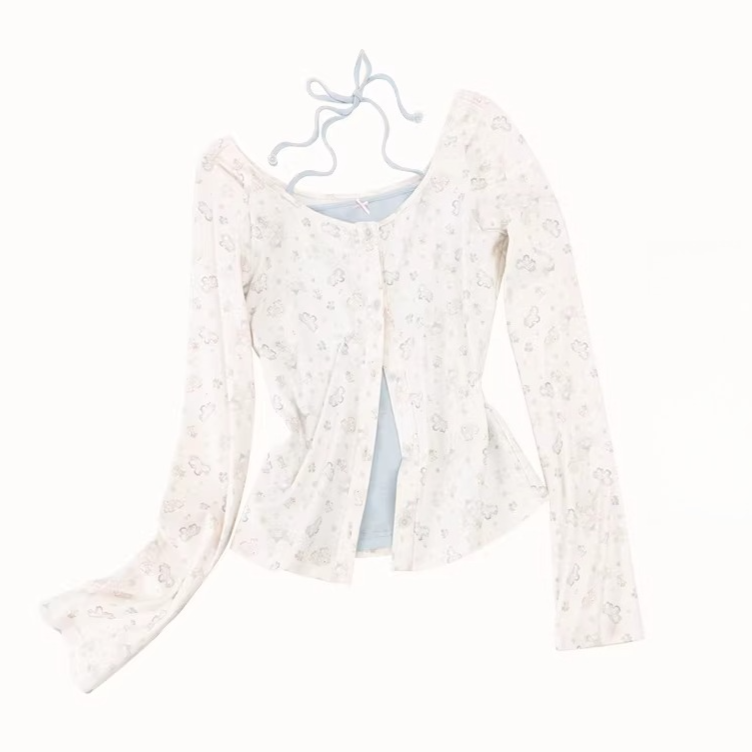 Amusement Park Printed Cardigan & Skirt Set