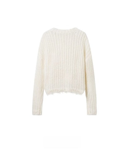 Distressed Mohair Wool Knit Sweater