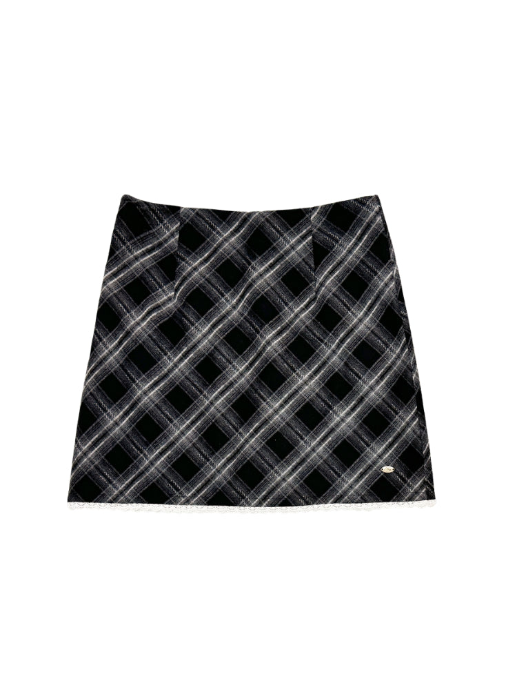 Plaid Patchwork Wool-Blend Coat - CHINASQUAD
