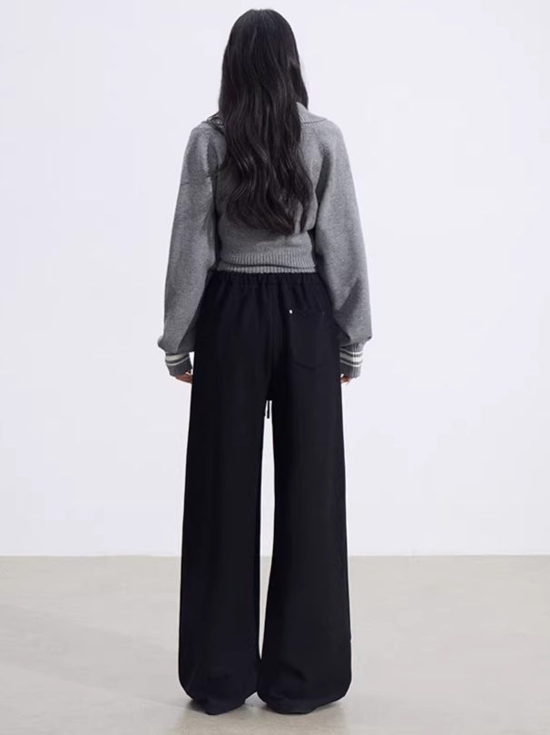 Sculpted Drape Curved-Leg Wide Pants