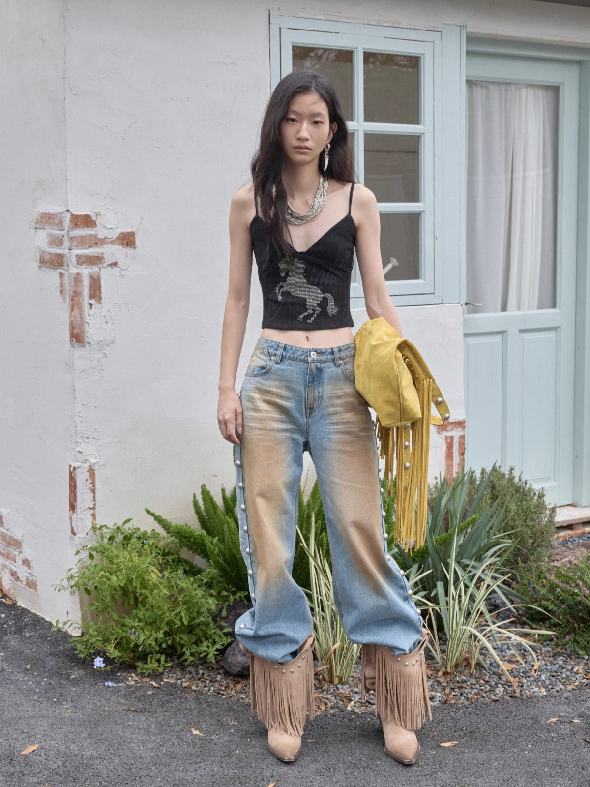 Riveted Vintage Washed Straight-Leg Jeans - CHINASQUAD