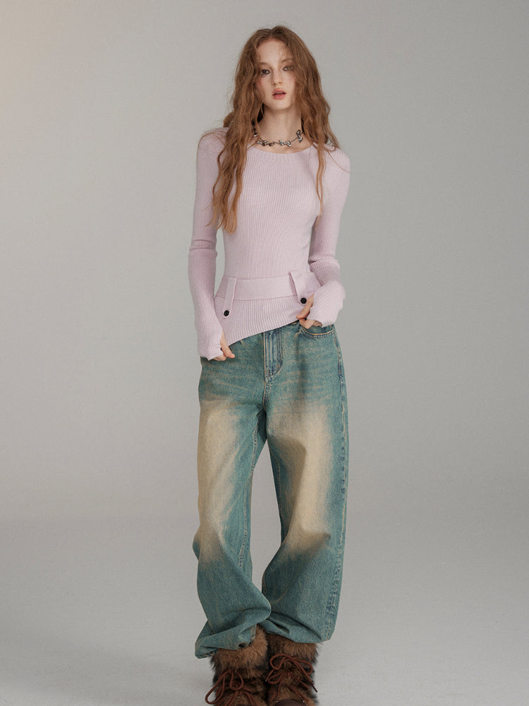 Washed Distressed Vintage Loose-Fit Denim Jeans - CHINASQUAD