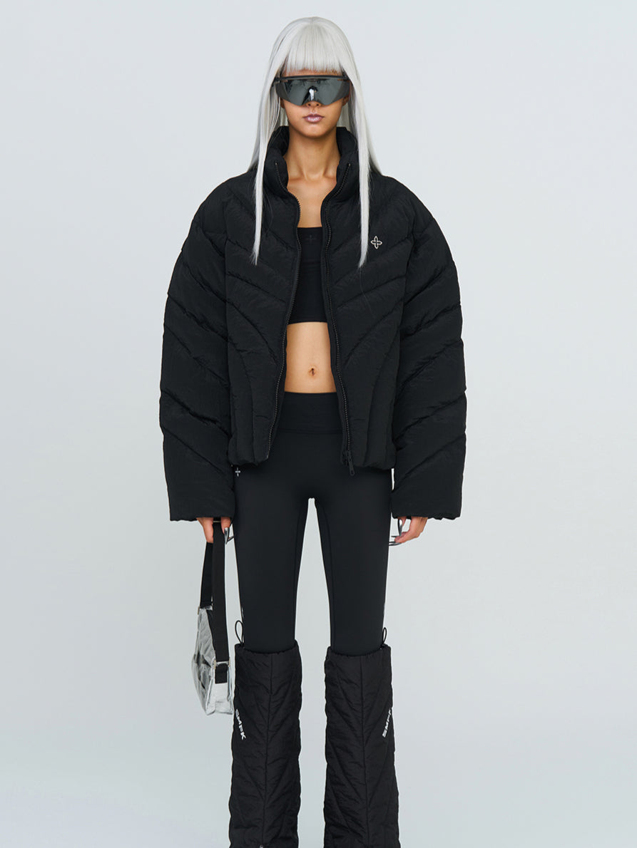 Black & Silver Hurricane Oversized Down Jacket - CHINASQUAD