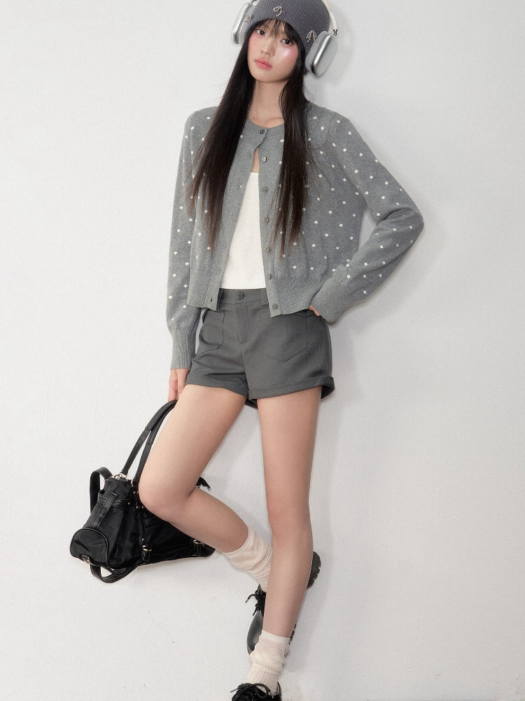 Polka Dot Jacquard Knit Cardigan