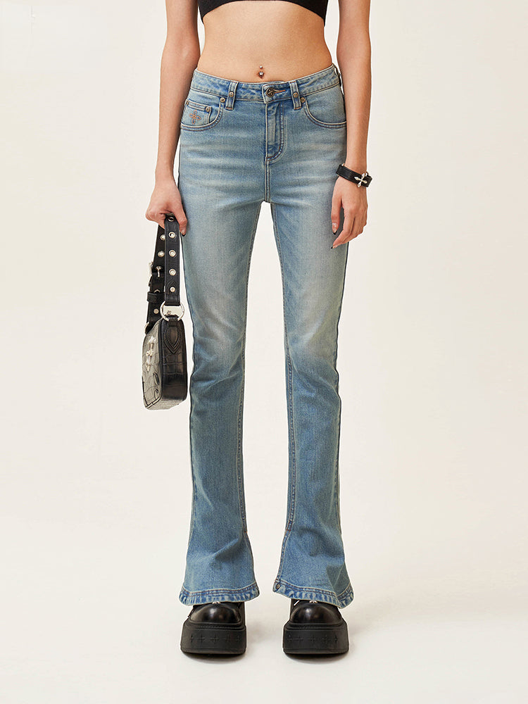 Compass High-waisted Stretch Denim Pants - CHINASQUAD
