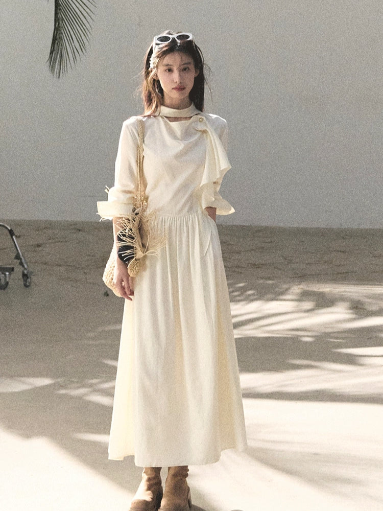 Ribbon Waist-Cinched Maxi Dress