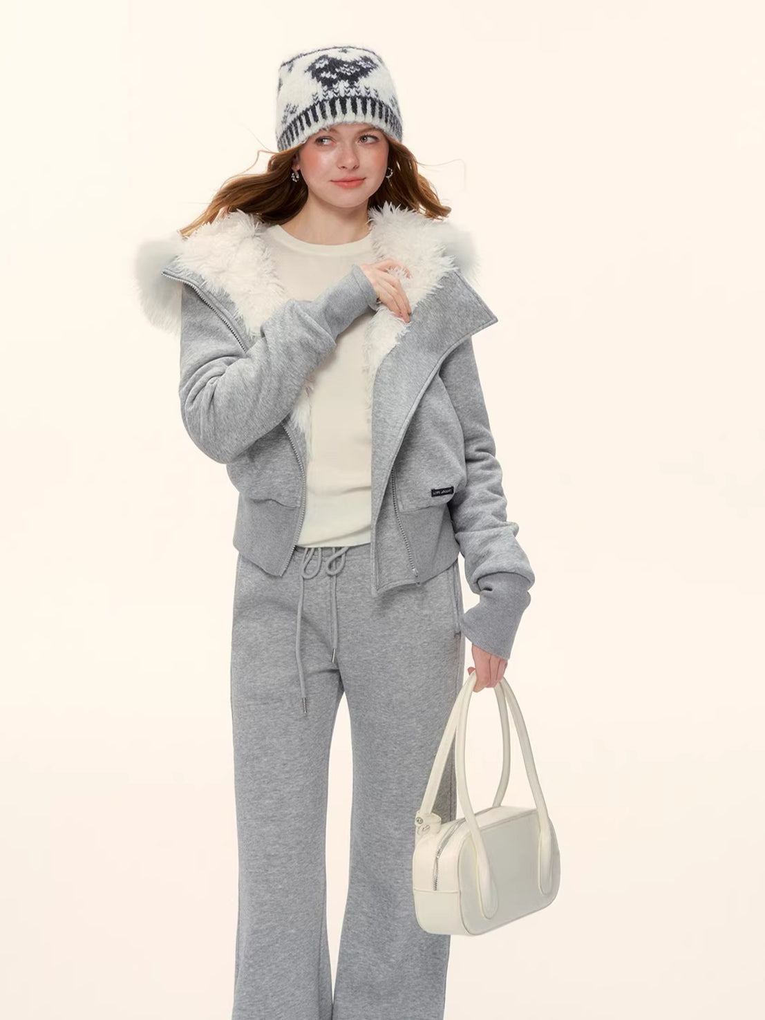 Vintage Hooded Sweatshirt & Flared Sweatpants Set