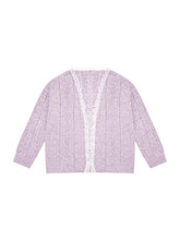 Gray & Purple Lace Trim Cardigan - CHINASQUAD