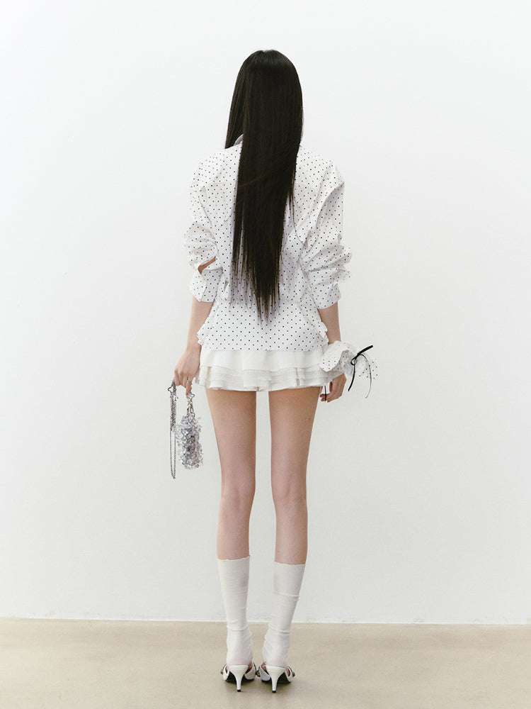 Waist-Cinched Layered Sunshade Short Shirt - CHINASQUAD