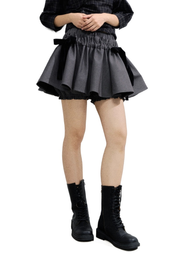 Velvet Bow Water-Repellent Puff Skirt - CHINASQUAD
