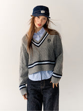 Academy Style Color-Block Knit Long-Sleeve Top - CHINASQUAD