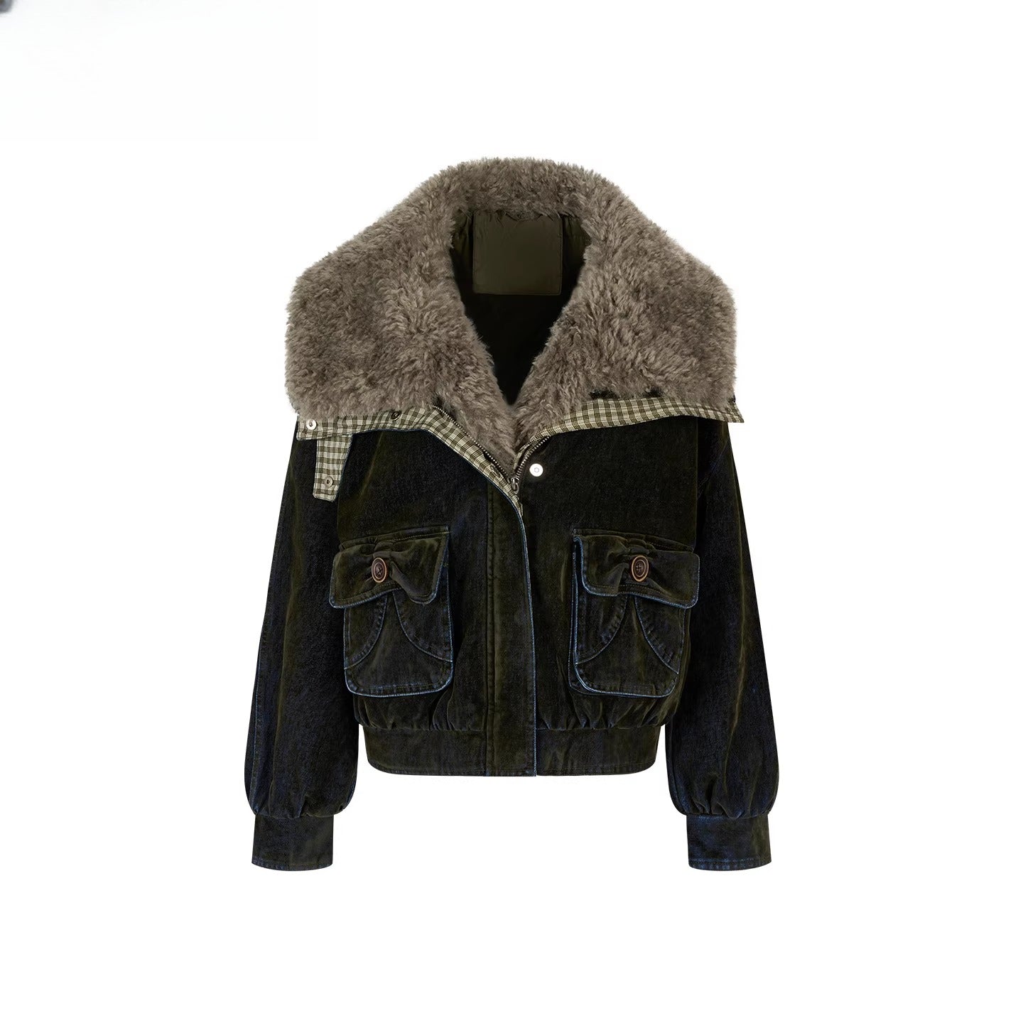 Velvet Fusion Oversized Faux Fur Down Jacket