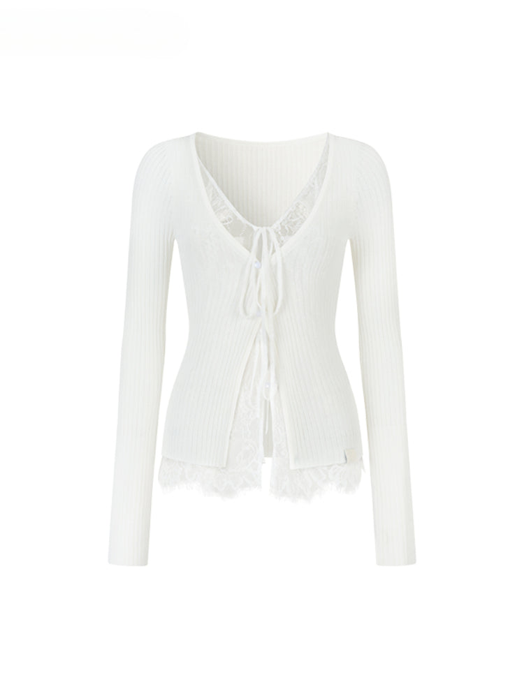 Lace Spliced Sun Protection Knitted Cardigan - CHINASQUAD