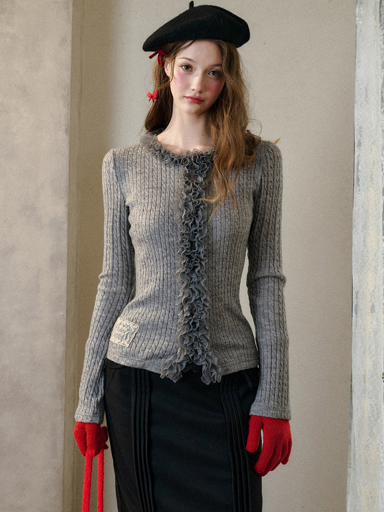 Elastic Knit Cardigan Base Sweater - CHINASQUAD